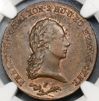 1800-F NGC AU 55 AUSTRIA 6 Kreuzer Large Copper Coin POP 1/1 (17111107CZ)