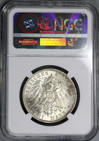 1908 NCG MS 64 Prussia Silver 3 Mark German State Coin (17111204CZ)