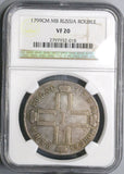 1799 NGC VF 20 RUSSIA Silver Rouble Paul I Coin (18090822CZ)