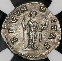 156 175 NGC AU FAUSTINA Jr Roman Empire Denarius Fecunditas & Child Fertility 5/5 5/5 (21082602C)