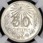 1920 NGC MS 66 MEXICO Silver 50 Centavos Coin (17030804C)