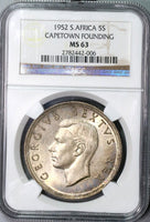 1952 NGC MS 63 SOUTH AFRICA 5 Shilllings Coin Capetown Founding Coin (18090403C)