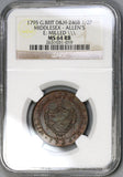 1795 NGC MS 64 Goat Conder 1/2 Penny Middlesex Allen's DH 246B POP 2/1 (21083104C)