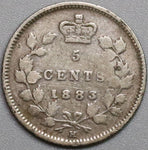 1883-H Canada Victoria 5 cents Scarce Silver Coin (19070908R)