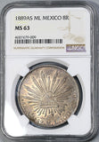 1889-As NGC MS 63 MEXICO Silver 8 Reales Coin Scarce Alamos POP 4/5 (18052501C)