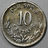 1884-Pi Mexico 10 Centavos Potosi Mint Rare Date Silver Coin (15111702S)