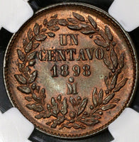 1898-Mo NGC MS 64 RB Mexico 1 Centavo 1 Year Type Coin (21082905C)