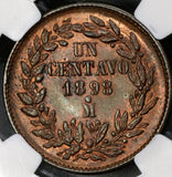1898-Mo NGC MS 64 RB Mexico 1 Centavo 1 Year Type Coin (21082905C)