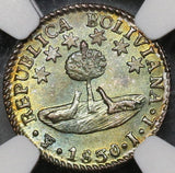 1830 NGC MS 64 BOLIVIA Silver 1/2 Sol Toned Bolivar Coin (17101101D)