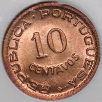 1948 NGC MS 66 RED Angola 10 Centavos Portugal Colony Coin POP 2/0  (18092307C)
