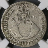 1837 NGC VF 25 Ecuador Transposed Legends Silver 2 Reales Quito Coin (21082405C)