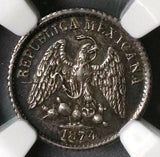 1874-Mo NGC AU 58 Mexico 5 Centavos Silver Coin POP 1/4 (18091808C)