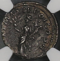 98/99 NGC Ch XF Trajan Denarius Pax Early Nerva Portrait Style (17082304CZ)