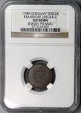 1740 NGC AU 58 Frankfurt Jewish Pfennig Mint Error German State Coin (21091403C)