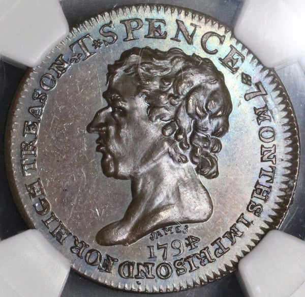 1794 NGC MS 63 Spence Heart in Hand 1/2 Penny Middlesex D&H 682C (21082303C)