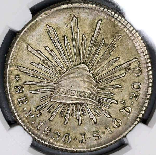 1830-Pi NGC AU 53 MEXICO Silver 8 Reales Scarce Potosi Mint Coin (18020902C)