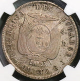 1857 NGC VF 35  Ecuador 4 Reales Scarce Liberty Head Coin (18100303CZ)