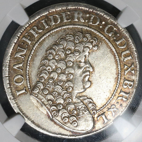 1679 NGC AU 53 Brunswick Luneberg Island/Palm Tree 2/3 Taler POP 1/0 ...