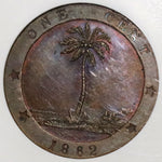 1862 NGC PF 64 LIBERIA Large 1 Cent Rare Proof Coin POP 1/1 (18091803C)