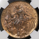 1912 NGC MS 64 RB France 10 Centimes Marianne Mint State Coin (20092502C)