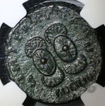 143 NGC Ch XF Roman Empire Antoninus Pius AS Shields Ancilia Military (21091104C)