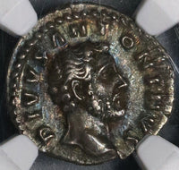 161 NGC Ch XF Antoninus Pius Roman Empire Divo Pio Column Denarius (20052501CZ)