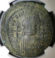 540/1 Justinian I Byzantine Empire Dated Follis Constantinople Mint NGC F (18031501D)