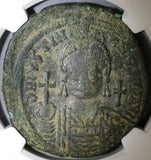 540/1 Justinian I Byzantine Empire Dated Follis Constantinople Mint NGC F (18031501D)