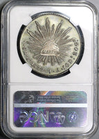 1877-Ga JA NGC MS 62 MEXICO Silver 8 Reales Coin (17111002D)