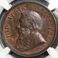 1898 NGC MS 62 South Africa Penny ZAR Kruger Coin (18091501C)