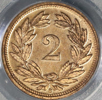 1937 PCGS SP 64 RD Switzerland 2 Rappen RED Specimen GEM Coin (21082501C)