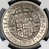 1951 NGC MS 64 New Zealand 1/2 Crown BU Coin (18083005C)
