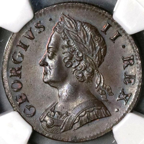 1753 NGC MS 63 George II 1/2 Penny Great Britain Mint State Coin (18083004C)