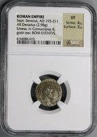 194 NGC VF Septimius Severus Roman Empire Denarius AVG II C Emesa Eastern Mint Coin (18082906C)