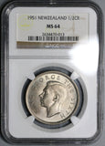 1951 NGC MS 64 New Zealand 1/2 Crown BU Coin (18083005C)
