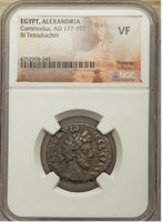 183 NGC VF Commodus Roman Empire Alexandria Egypt Tetradrachm Sarapis Head R5 (21092001C)