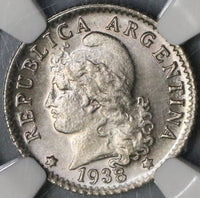 1938 NGC MS 64 Argentina 5 Centavos Liberty Head Mint State Coin (21090905C)
