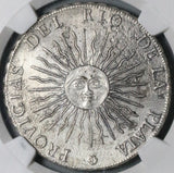 1815 NGC AU Argentina Sunface 8 Reales Rare PROVICIAS Mint Error Silver Coin (21091201C)