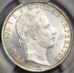 1861-A PCGS MS 62 Austria 1 Florin Silver Franz Joseph Vienna Coin (22102305C)