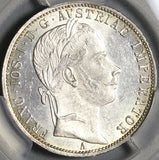 1861-A PCGS MS 62 Austria 1 Florin Silver Franz Joseph Vienna Coin (22102305C)