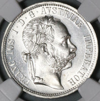 1875 NGC MS 64 Austria 1 Florin Silver Franz Joseph Mint State Coin (21081302C)