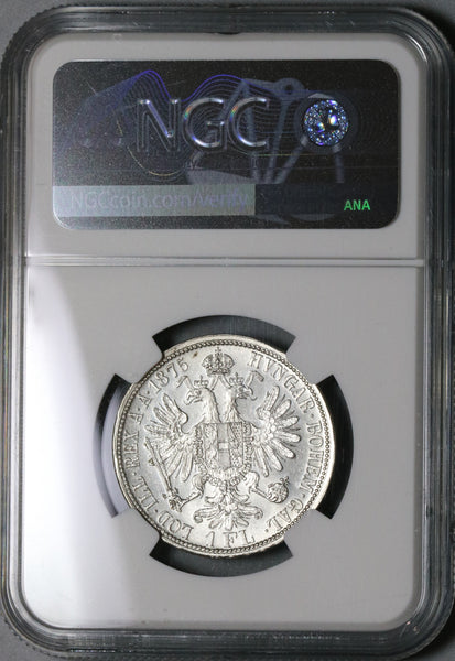 1875 NGC MS 64 Austria 1 Florin Silver Franz Joseph Mint State
