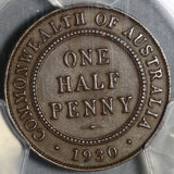 1930 PCGS AU 53 Australia 1/2 Penny Key Date Commonwealth Coin (20121601C)