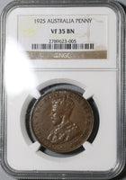1925 NGC VF 35 Australia Penny Scarce George V Britain Empire Coin (20101101C)