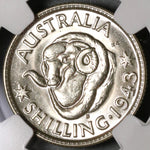 1943-S NGC MS 62 Australia Shilling Mint State San Francisco Coin (19101202C)