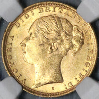 1887-S NGC MS 62 Victoria Australia Sovereign Gold Young Head Sydney Mint Coin (22072103C)