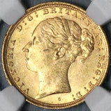 1887-S NGC MS 62 Victoria Australia Sovereign Gold Young Head Sydney Mint Coin (22072103C)