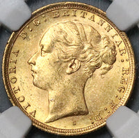 1887-S NGC MS 62 Victoria Australia Sovereign Gold Young Head Sydney Mint Coin (22072103C)