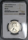 1954 NGC MS 63 Australia Silver Florin Shield Reverse Coin (16031205D)