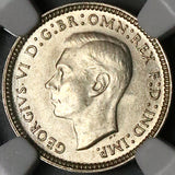 1938 NGC MS 64 Australia 3 Pence George VI Sterling Silver Coin (23031501C)
